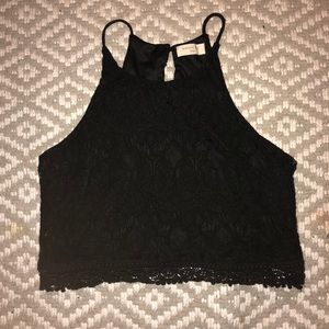 Sophie Rue black floral lace crop top